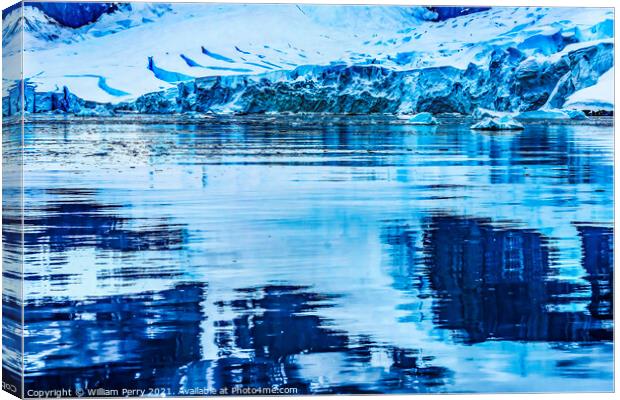  Snow Mountains Reflection Paradise Bay Antarctica Canvas Print by William Perry