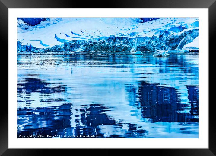  Snow Mountains Reflection Paradise Bay Antarctica Framed Mounted Print by William Perry
