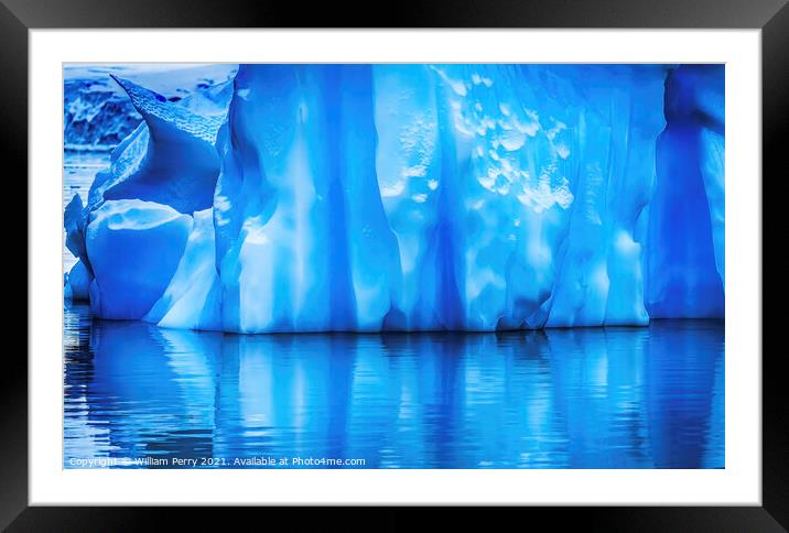 Floating Blue Iceberg Reflection Paradise Bay Antarctica Framed Mounted Print by William Perry