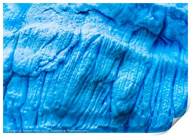 Blue Iceberg Abstract Close Paradise Bay Antarctica Print by William Perry