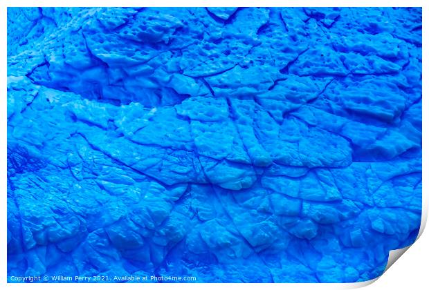 Blue Iceberg Abstract Close Paradise Bay Antarctica Print by William Perry