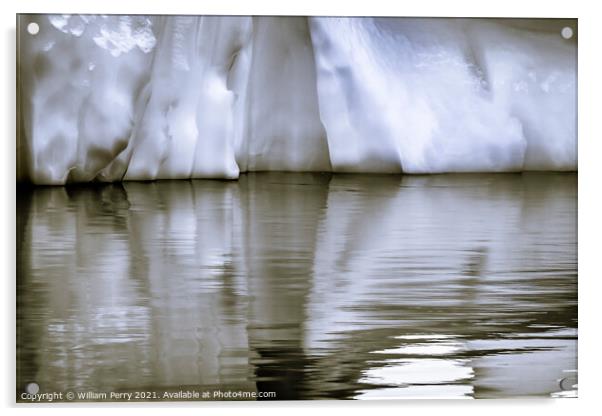 Black White Iceberg Reflection Abstract Paradise Bay Antarctica Acrylic by William Perry