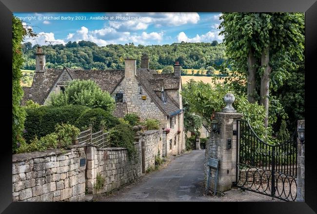 Lane in Painswick Framed Print by Michael Barby
