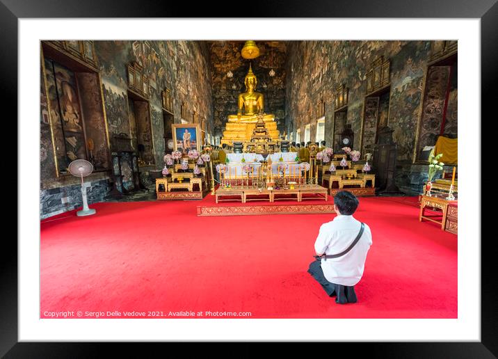 Wat Suthat temple in Bangkok Framed Mounted Print by Sergio Delle Vedove