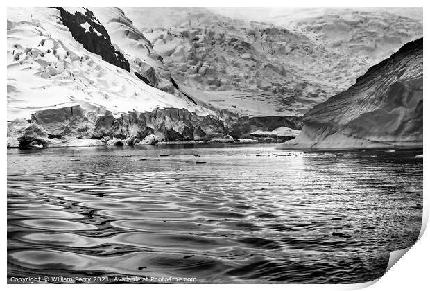 Black and White Glacier Snow Mountains Paradise Bay Skintorp Cov Print by William Perry