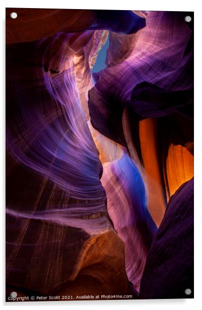 Looking up through Antelope Canyon Acrylic by Peter Scott