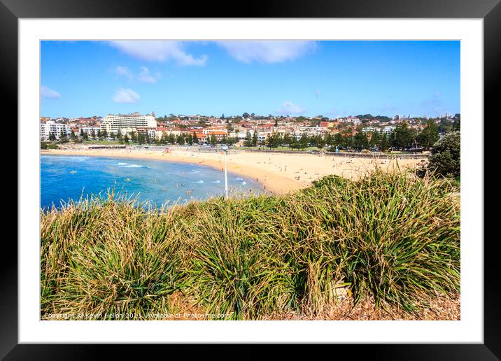 Bushes with Coogee beach Framed Mounted Print by Kevin Hellon