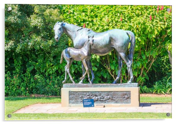 Mare and foal statue. Acrylic by Kevin Hellon