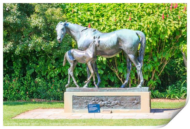 Mare and foal statue. Print by Kevin Hellon