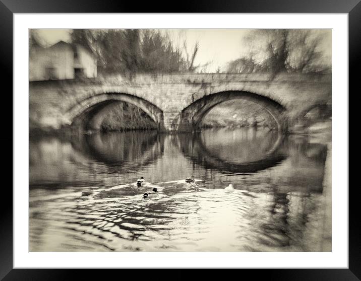Knaresborough bridge with retro vintage film processing effect Framed Mounted Print by mike morley