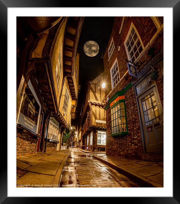 The Shambles by moonlight Framed Mounted Print by PHILIP CHALK