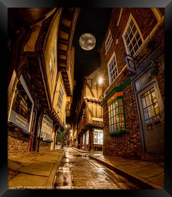 The Shambles by moonlight Framed Print by PHILIP CHALK
