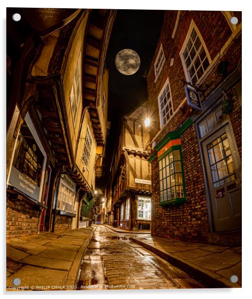 The Shambles by moonlight Acrylic by PHILIP CHALK