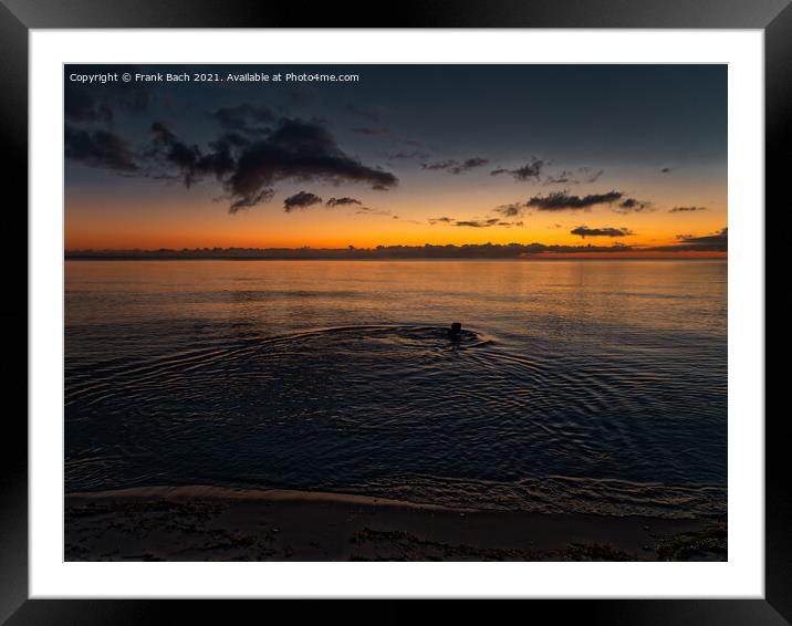 Beach in Marielyst on island Falster in Denmark, person swimming Framed Mounted Print by Frank Bach