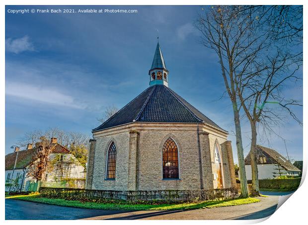 Church on small island Nyord in the archipelago southern Denmark Print by Frank Bach