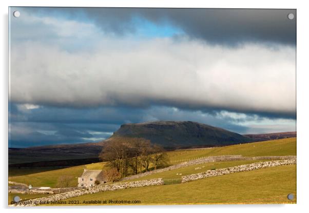 Pen y Ghent and Farm from above Stainforth Yorkshi Acrylic by Nick Jenkins