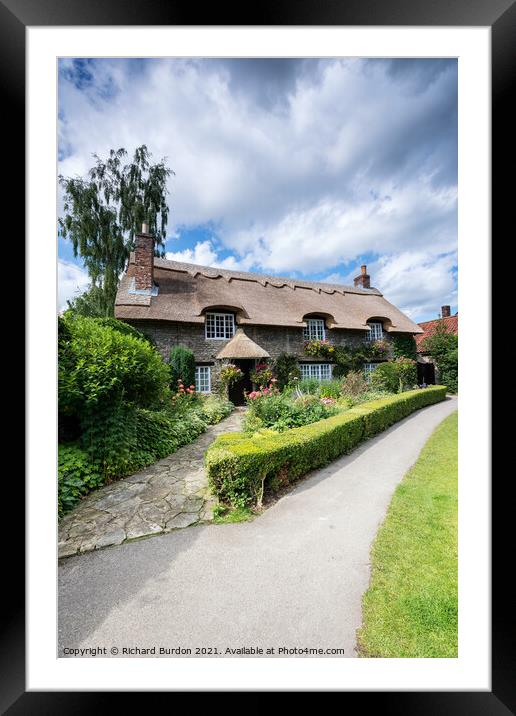The famous thatched cottage at Thornton le Dale Framed Mounted Print by Richard Burdon