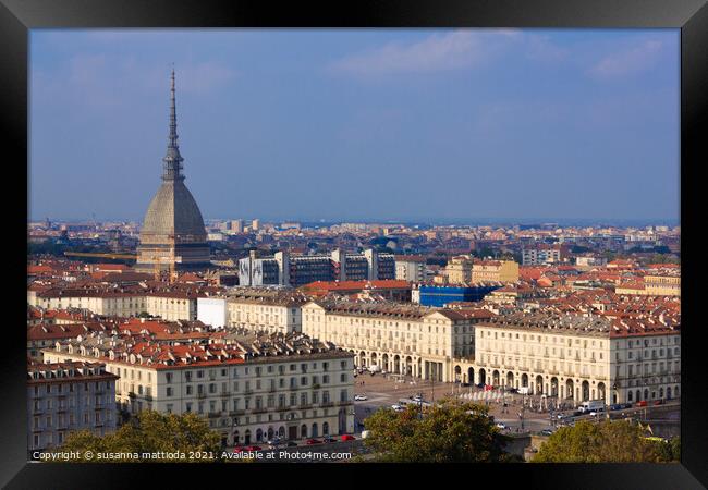 panoramic view of Turin, Piedmont, Italy Framed Print by susanna mattioda