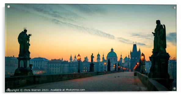 Charles Bridge Prague Czech Republic at dawn Acrylic by Chris Warren