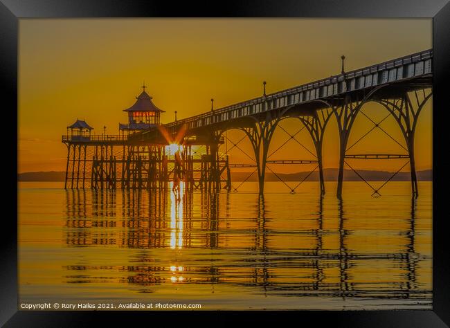 Clevedon Pier At Sunset Framed Print by Rory Hailes