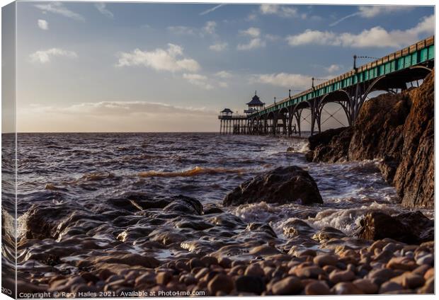 Clevedon Pier Rocks Canvas Print by Rory Hailes