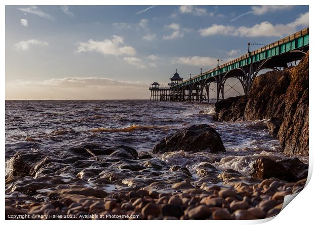 Clevedon Pier Rocks Print by Rory Hailes