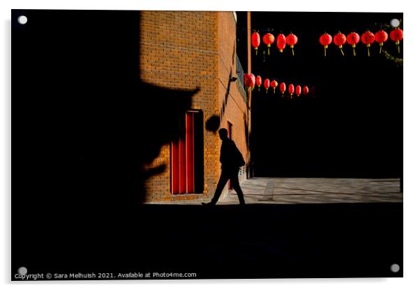 Walking under the lanterns Acrylic by Sara Melhuish
