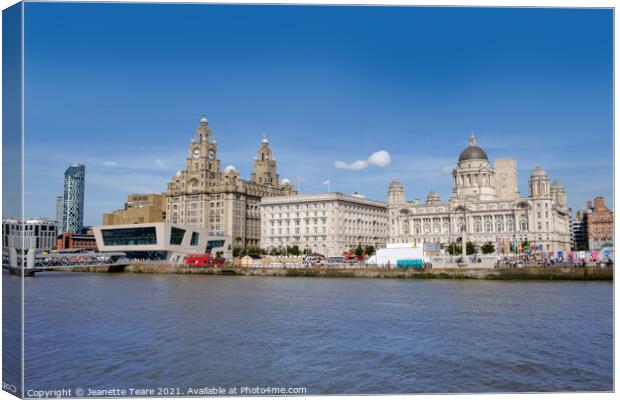 Liverpool waterfront, The Three Graces Canvas Print by Jeanette Teare