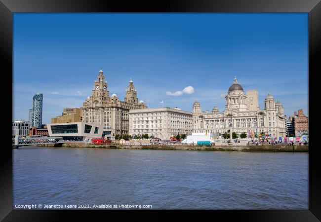 Liverpool waterfront, The Three Graces Framed Print by Jeanette Teare
