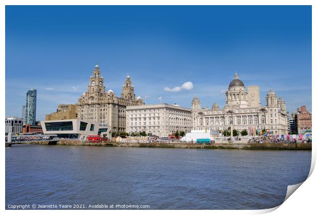 Liverpool waterfront, The Three Graces Print by Jeanette Teare