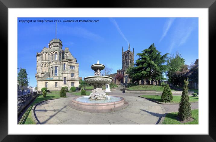 St Peters Gardens and Fountain, Wolverhampton, UK Framed Mounted Print by Philip Brown