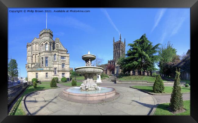 St Peters Gardens and Fountain, Wolverhampton, UK Framed Print by Philip Brown