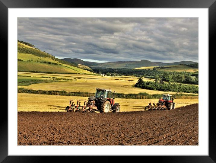 Ploughing in tandem Cheviot Hills. Framed Mounted Print by mick vardy