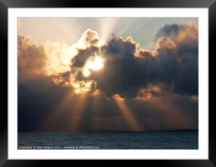 Powerful Sun Rays at Nash Point Glamorgan Heritage Framed Mounted Print by Nick Jenkins
