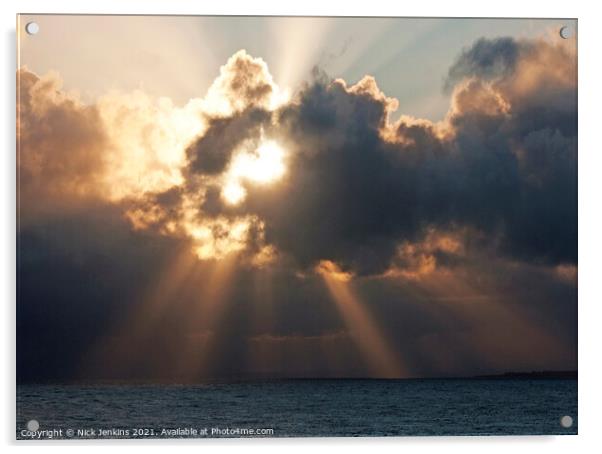 Powerful Sun Rays at Nash Point Glamorgan Heritage Acrylic by Nick Jenkins