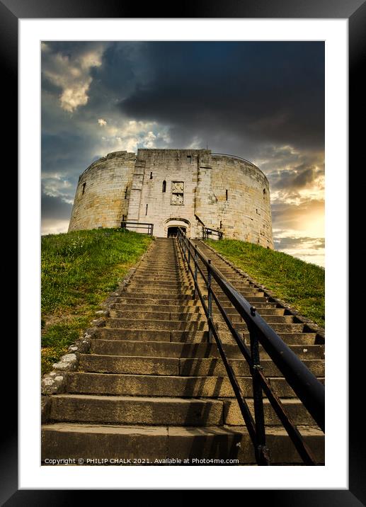 Cliffords tower in York 78 Framed Mounted Print by PHILIP CHALK