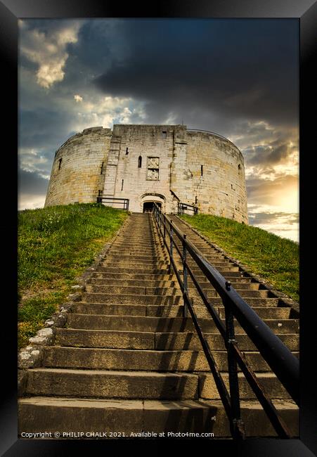Cliffords tower in York 78 Framed Print by PHILIP CHALK