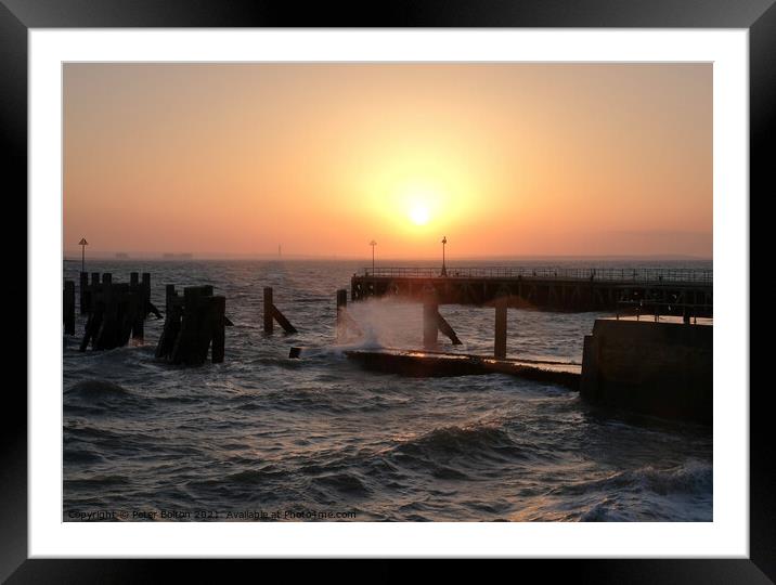 Sunset at Gogs Berth, The Garrison, Shoeburyness, Essex, UK. Framed Mounted Print by Peter Bolton