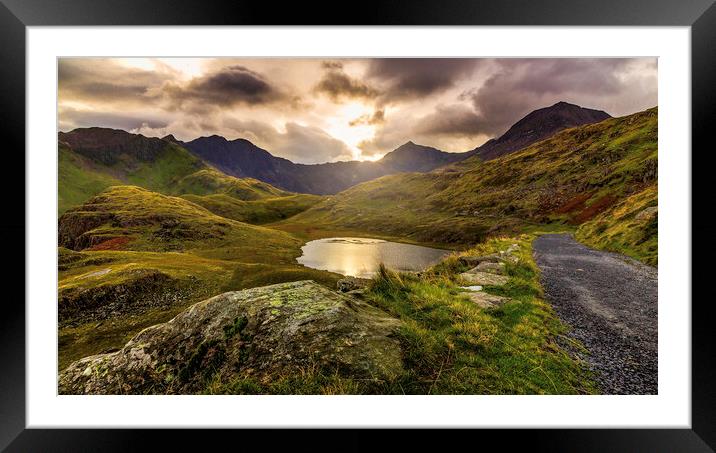 Snowdon trail Framed Mounted Print by Kevin Elias