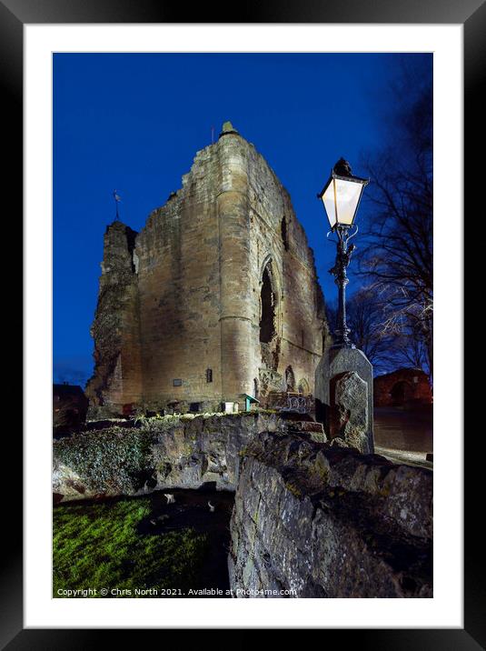 Knaresborough Castle at night. Framed Mounted Print by Chris North