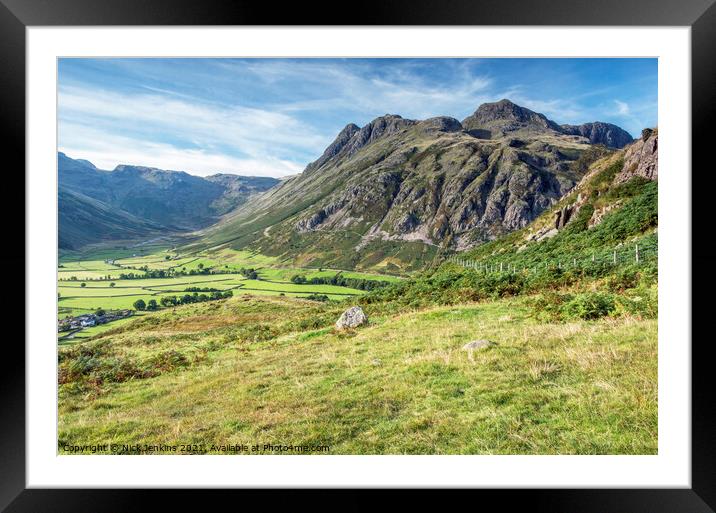 Langdale Pikes and Mickleden Lake District Nationa Framed Mounted Print by Nick Jenkins