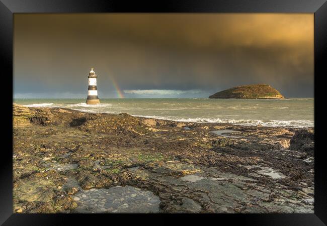 Rainbow at Penmon Point Anglesey Framed Print by Jonathon barnett