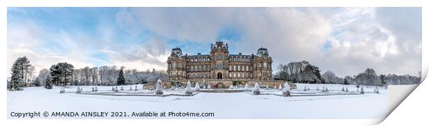 Winter at The Bowes Museum Print by AMANDA AINSLEY