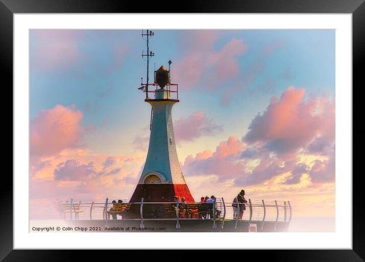 Ogden Point lighthouse Framed Mounted Print by Colin Chipp