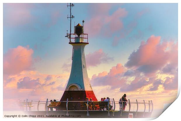 Ogden Point lighthouse Print by Colin Chipp
