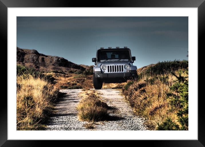 Jeep Wrangler Country Road Trip Scotland Framed Mounted Print by OBT imaging