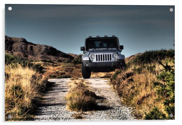 Jeep Wrangler Country Road Trip Scotland Acrylic by OBT imaging