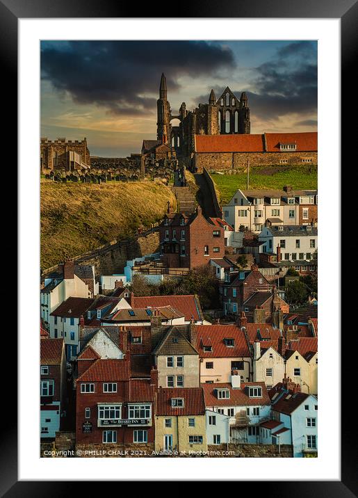 Whitby abbey and the 199 steps 82  Framed Mounted Print by PHILIP CHALK