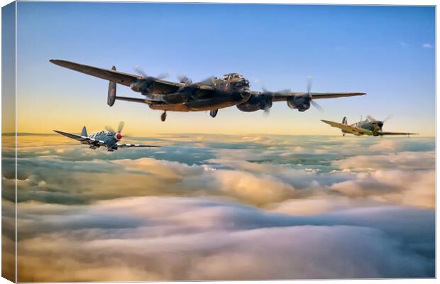 Lancaster and two wingmen Canvas Print by David Stanforth