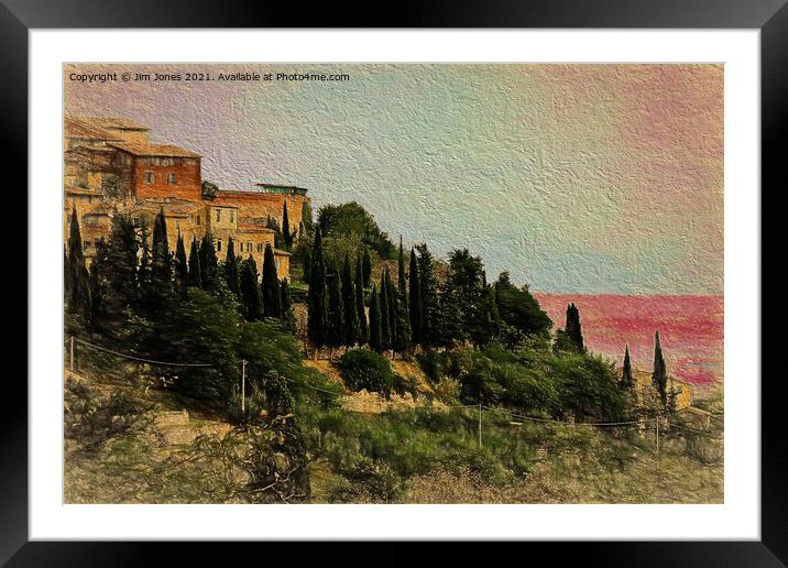 Artistic Tuscan Hillside Framed Mounted Print by Jim Jones